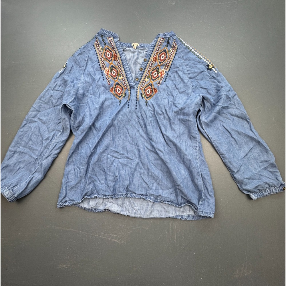Reba Blue Embroidered Boho Tunic